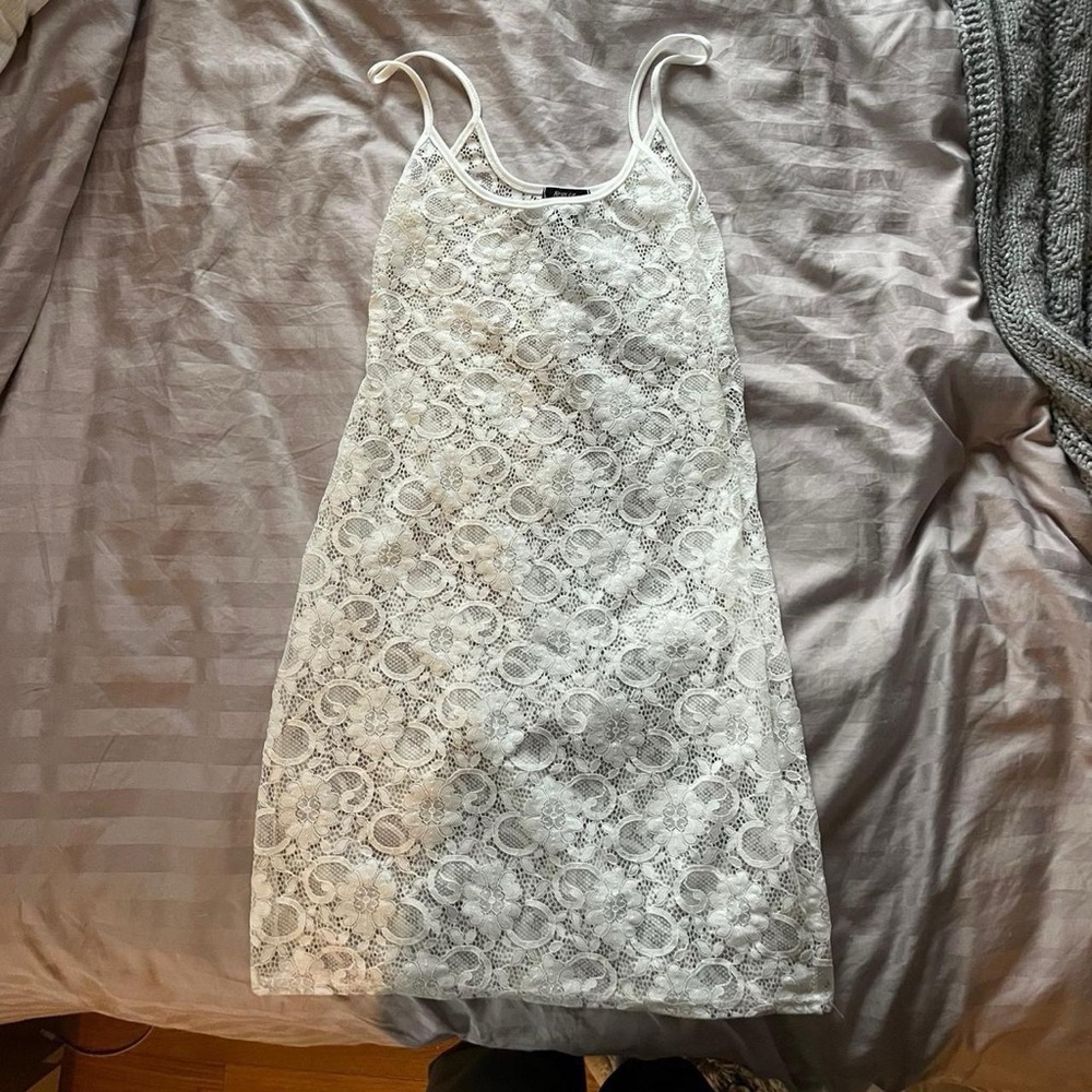 Nasty gal size small white lace mini dress brown